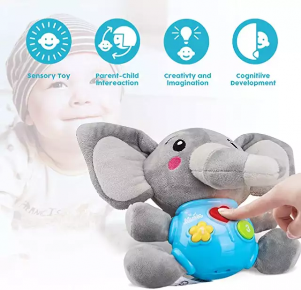 Gosedjur läggdags spelande elefant med ledlampa och musik baby - Bild 3