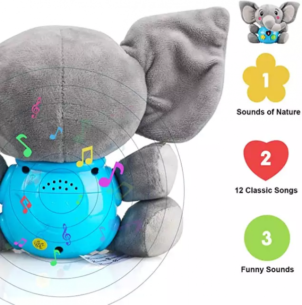 Gosedjur läggdags spelande elefant med ledlampa och musik baby - Bild 5